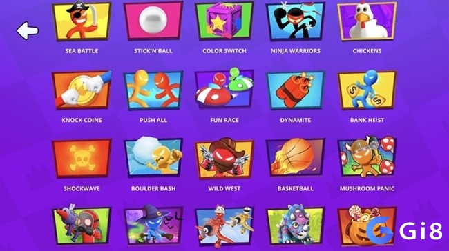 Stickman Party 2 3 4 MiniGames cung cấp nhiều minigames đa dạng và thú vị